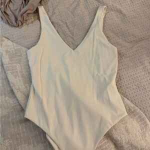 Cream V-Neck Bodysuit